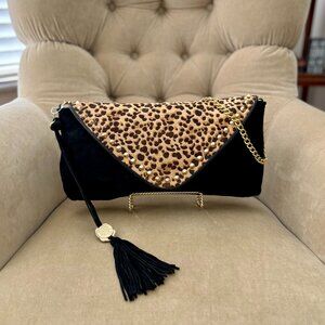 NEW Auth VINCE CAMUTO Leopard Print Hair Calf  & Suede Convertible Clutch Bag